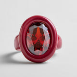 Joy Pop Cubic Zirconia Ring - Oval Cut/Burgundy