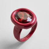 Joy Pop Cubic Zirconia Ring - Oval Cut/Burgundy