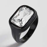 Joy Pop Cubic Zirconia Ring - Rectangle-Cut/Jet Black