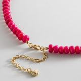 Mini Joyce Semi-Precious Beaded Necklace - Red Chalcedony