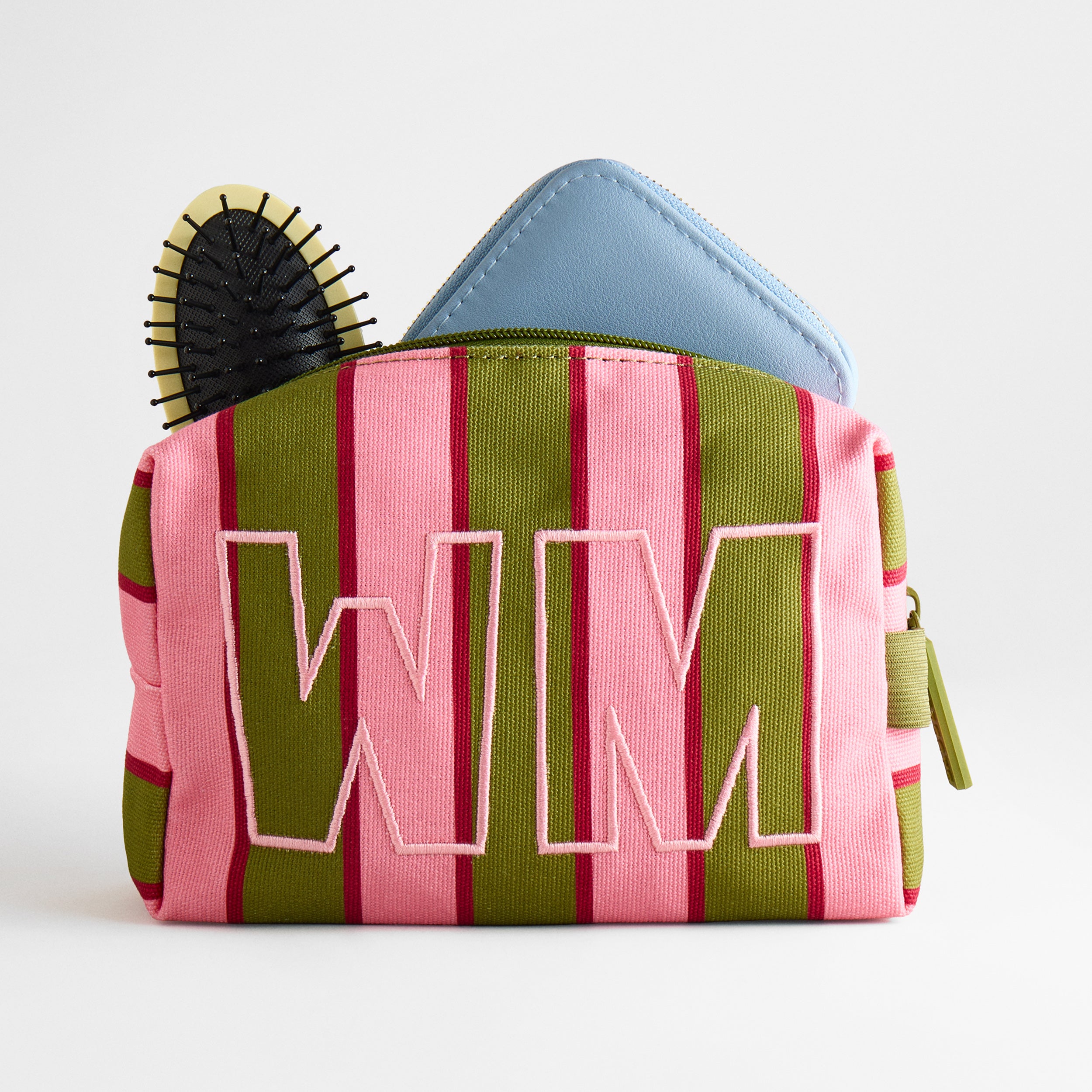 Striped Take It Away Custom Storage Pouch in Hibiscus | BaubleBar