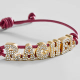 Pavé Bubble Cord Slider Bracelet  - Burgundy