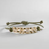 Pavé Bubble Cord Slider Bracelet  - Olive Green