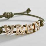 Pavé Bubble Cord Slider Bracelet  - Olive Green