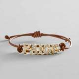 Pavé Bubble Cord Slider Bracelet  - Chocolate Brown