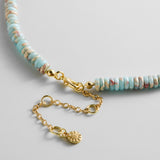 Amaris Semi-Precious Beaded Necklace  - 6MM Bead / Blue/Brown Multi
