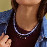 Amaris Semi-Precious Beaded Necklace - 6MM Bead / Spotted Blue Jasper