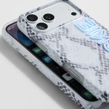 Fine Line Printed Custom iPhone Case - Snake Print/Baby Blue