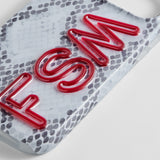 Fine Line Printed Custom iPhone Case - Snake Print/Dark Red