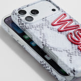 Fine Line Printed Custom iPhone Case - Snake Print/Dark Red