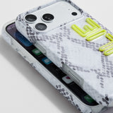 Fine Line Printed Custom iPhone Case - Snake Print/Chartreuse