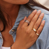 Domed Letter Custom Ring - Silver