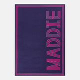 Your Name in Stripes Custom Blanket - Navy/Magenta