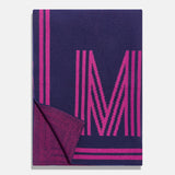 Your Name in Stripes Custom Blanket - Navy/Magenta