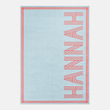 Your Name in Stripes Custom Blanket - Throw Light Blue/Orange