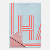 Your Name in Stripes Custom Blanket - Throw Light Blue/Orange