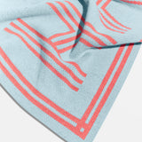 Your Name in Stripes Custom Blanket - Throw Light Blue/Orange