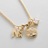 Monogram Cluster Custom Charm Necklace - Gold/Pavé