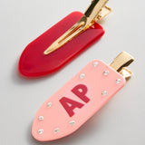 GRWM Custom Creaseless Hair Clip Set - Pink/Red