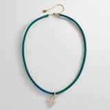 Pavé Script Initial Custom Cord Necklace - Dark Green