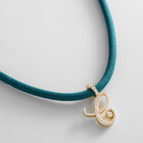 Pavé Script Initial Custom Cord Necklace - Dark Green