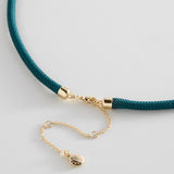 Pavé Script Initial Custom Cord Necklace - Dark Green