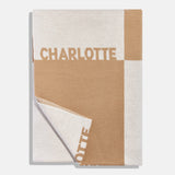 Checkerboard Custom Name Blanket - White/Beige