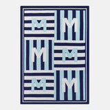 Boxed In Custom Initial Blanket - Navy/Light Blue