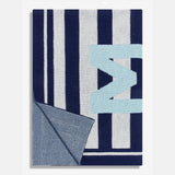 Boxed In Custom Initial Blanket - Navy/Light Blue