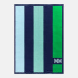 Stripe It Up Custom Initial Blanket - Navy/Blue