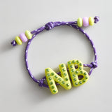 Gem-tastic Kids' Custom Initial Bracelet - Chartreuse/Purple