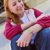 Gem-tastic Kids' Custom Initial Bracelet - Chartreuse/Purple
