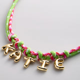 Twisty Cord Kids' Custom Name Necklace - Pink/Bright Green