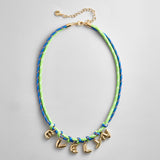 Twisty Cord Kids' Custom Name Necklace  - Blue/Bright Green