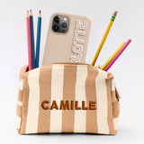 Striped Take It Away Custom Name Storage Pouch - Dune