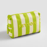 Striped Take It Away Custom Name Storage Pouch - Keylime