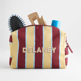 Striped Take It Away Custom Name Storage Pouch - Merlot