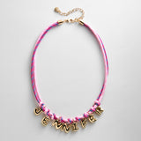 Kids' Twisty Cord Custom Name Necklace - Light Pink/Pink