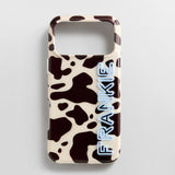 Fine Line Printed Custom iPhone Case - Cow Print/Baby Blue