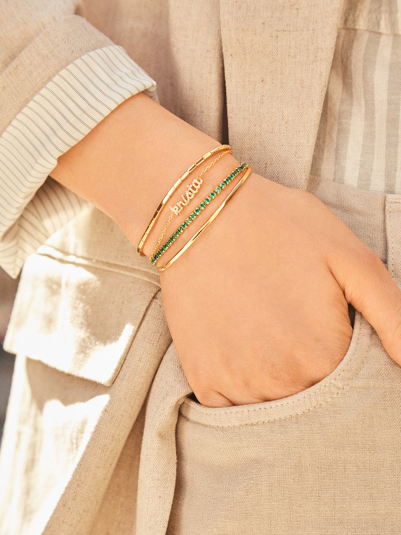BaubleBar Bennett 18K Gold Tennis Bracelet - Emerald - Cubic Zirconia stones