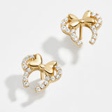 Minnie Mouse Disney 18K Gold Plated Sterling Silver Disney Earrings - Gold/Pavé