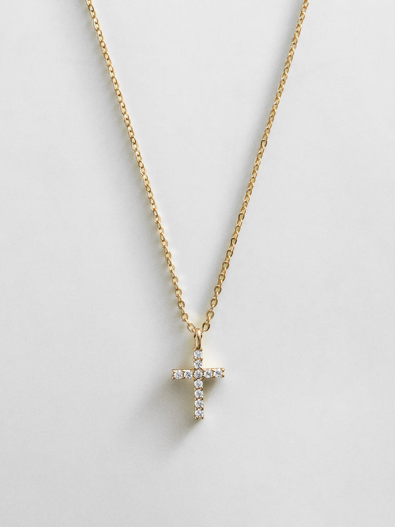 Agape 14K Gold Necklace - Gold/Pavé