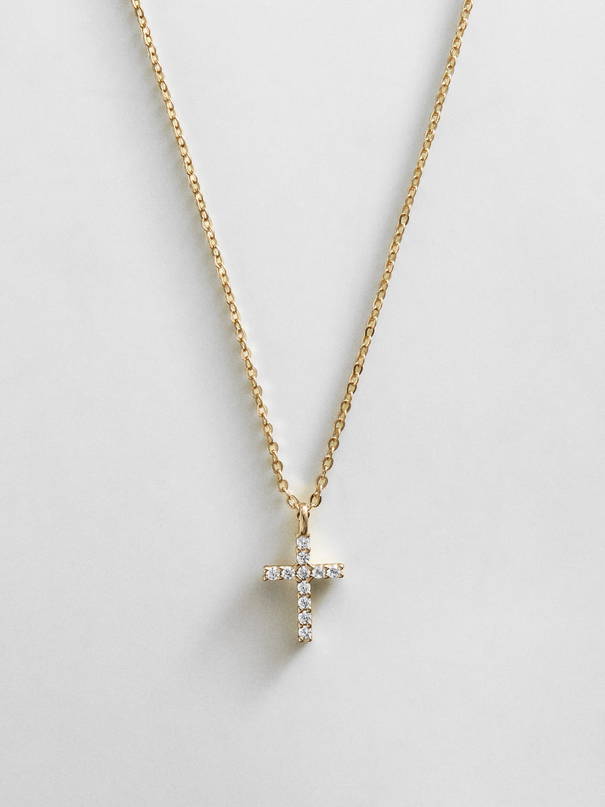 Agape 14K Gold Necklace - Gold/Pavé