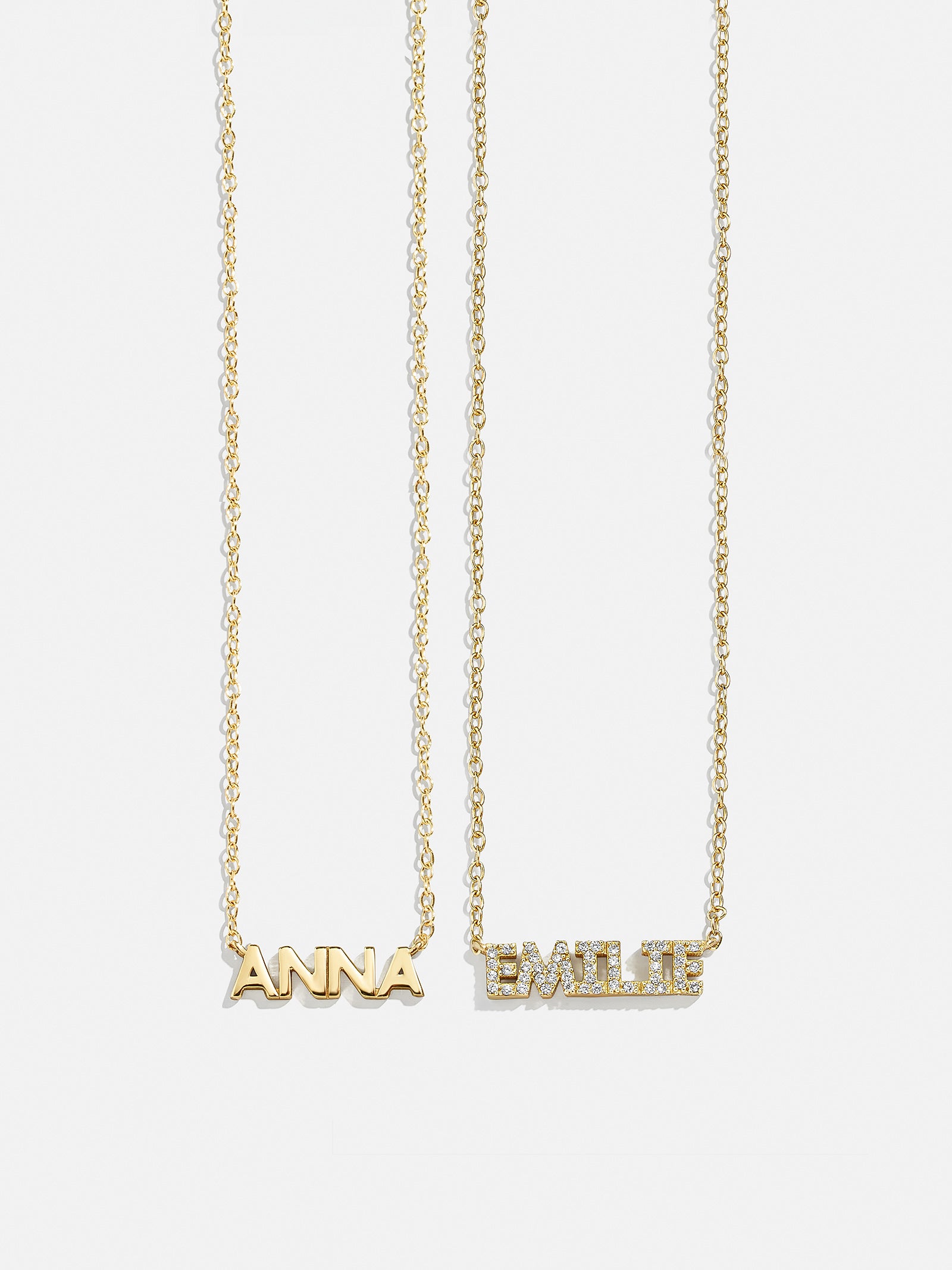 14K Gold Custom Nameplate Necklace - Mini Block