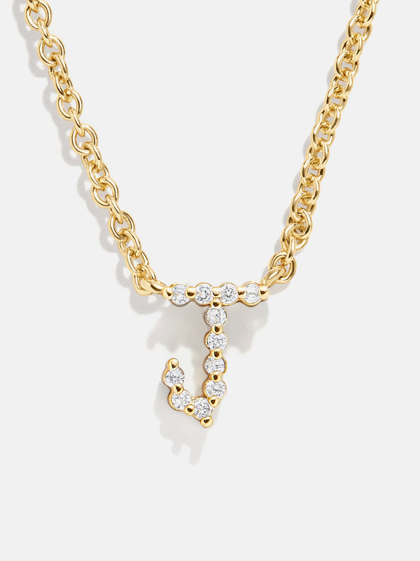 Nora Cubic Zirconia Initial Necklace - Clear/Gold