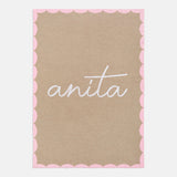 Subtly Scalloped Kids' Custom Blanket - Tan/Pink