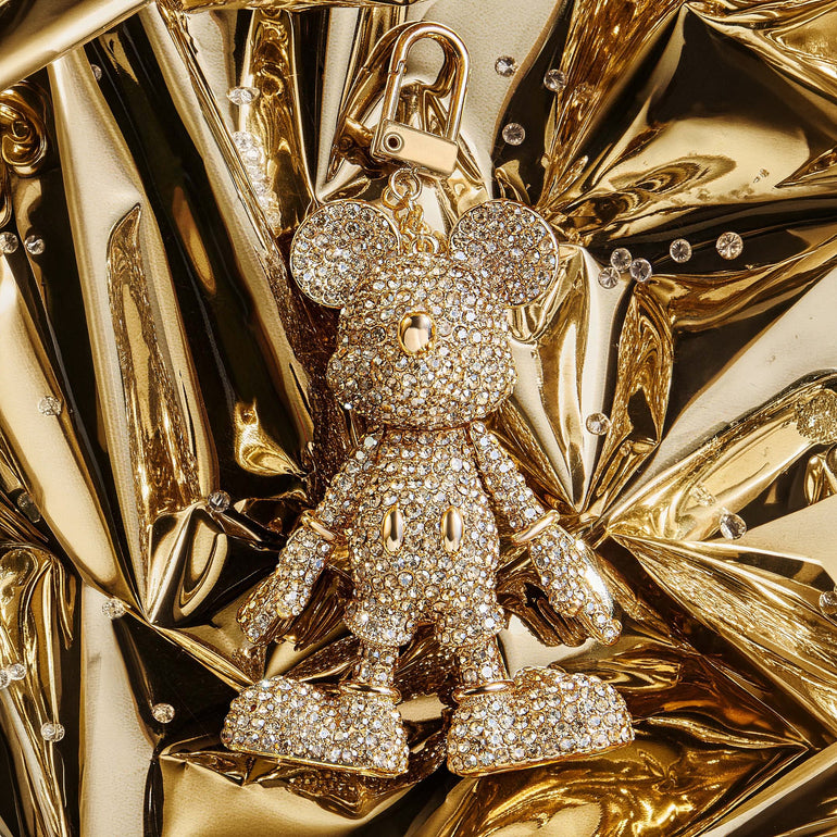 Mickey Mouse disney Bag Charm in Gold Glitter | BaubleBar