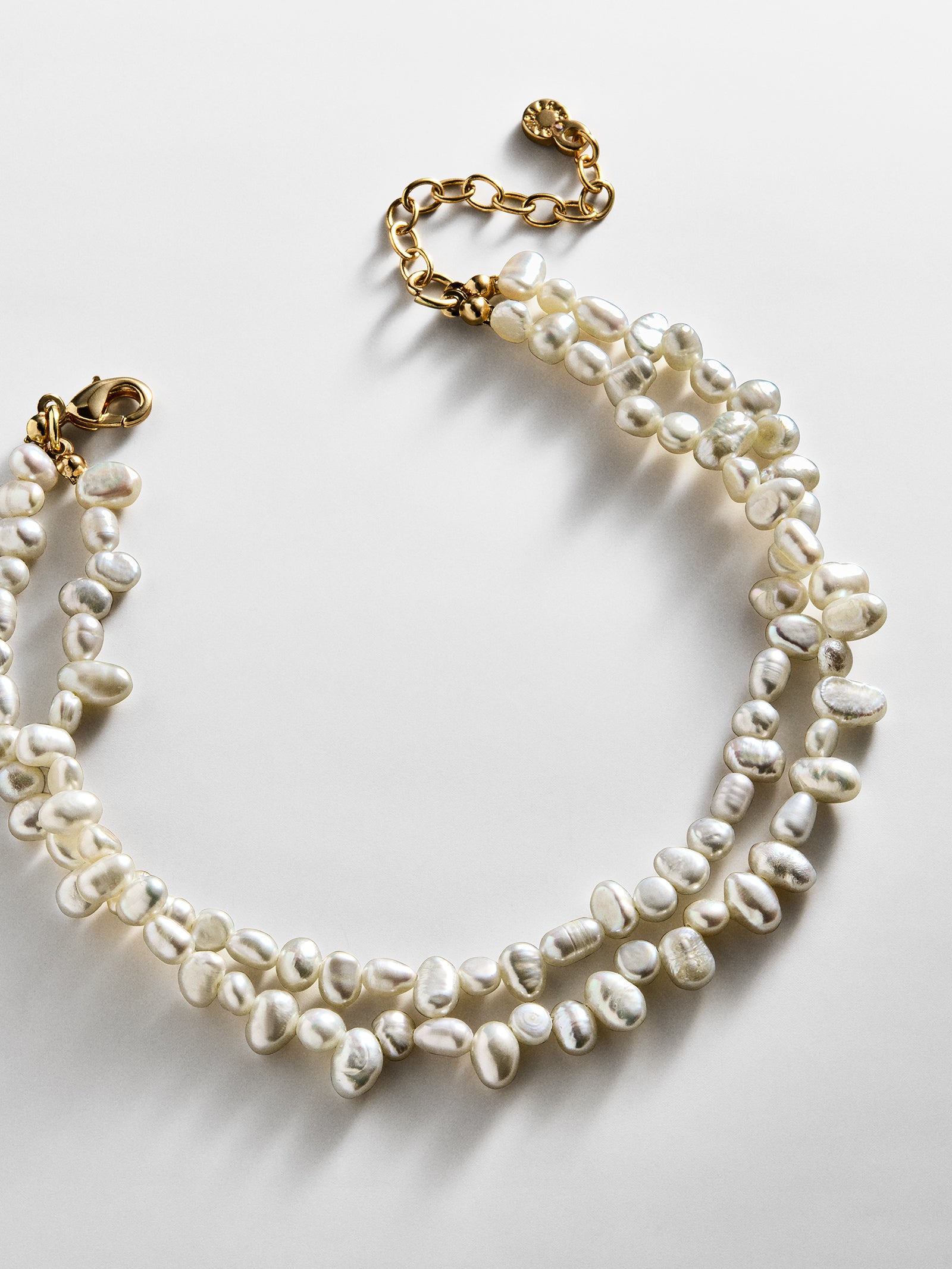 Teagan Pearl Layered Anklet  - White