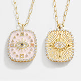18K Gold Medallion Necklace - Evil Eye