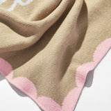 Subtly Scalloped Kids' Custom Blanket - Tan/Pink